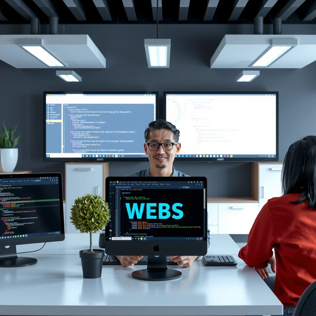 Web development process showing code, testing, and deployment workflow